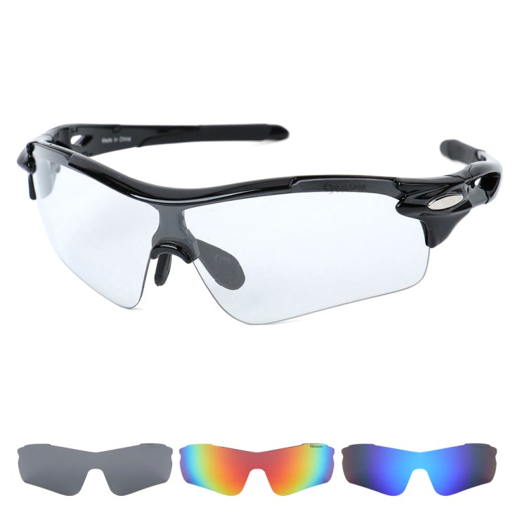 인지도 있는 오클렌즈 변색 렌즈4종 편광선글라스 스포츠고글 S54, 블랙프레임, 변색 + 편광(스모크, 블루, 레드) 추천합니다