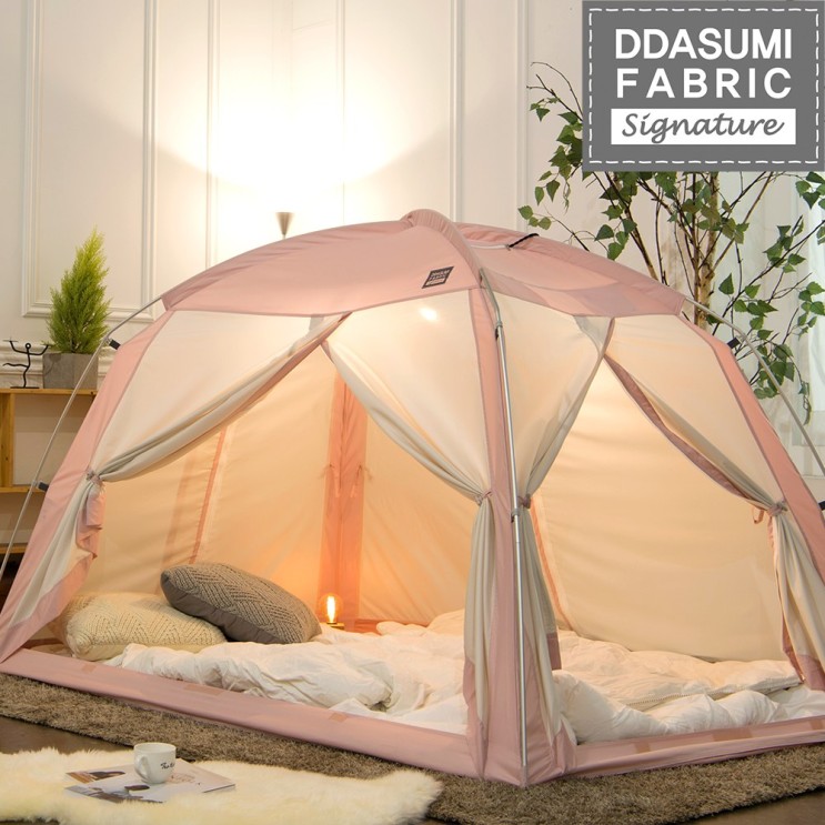 선호도 좋은 가성비 텐트 차박 동계 캠핑 텐트 가정 거실용 리빙룸, 핑크210*150*135 ···