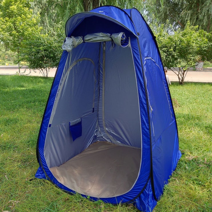 인기있는 1인용 원터치 낚시텐트 민물낚시 방수 바람막이 텐트, 실버 코팅 선 스크린 블루 좋아요