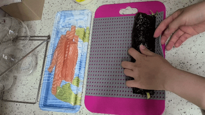 다이소 실리콘김밥말이 키토김밥 연어김밥 만들기 야매요리 자취요리 요린이 >.<