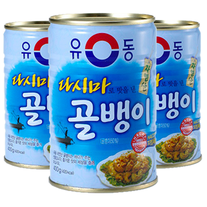 가성비 좋은 유동 자연산 다시마골뱅이 통조림, 400g, 3캔 ···