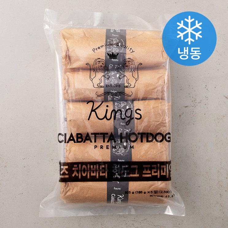 인지도 있는 킹즈 치아바타 핫도그 프리미엄 플레인 5개입 (냉동), 925g, 1개 좋아요
