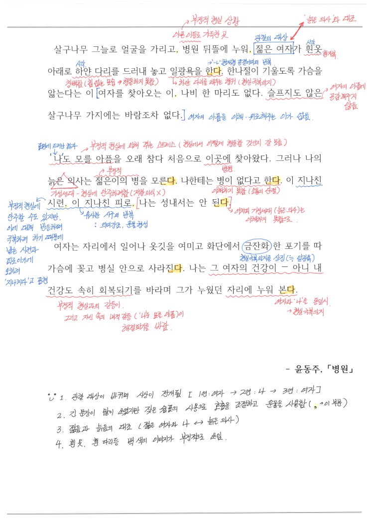  병원 - 윤동주 , 해설 / 해석 / 분석 [모의고사 수능특강 현대시]