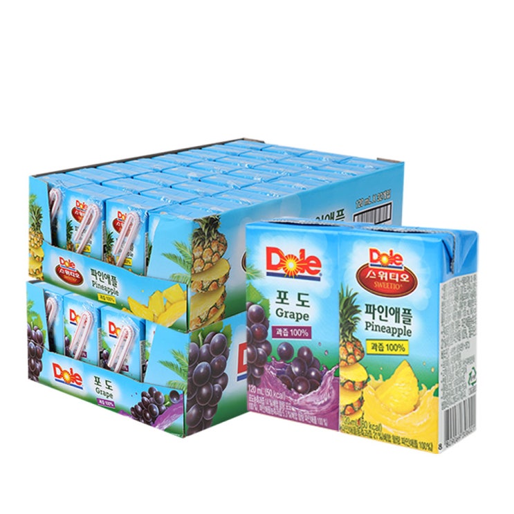 가성비갑 돌 스위티오 파인애플 주스 120ml x 32p + 과즙 주스 포도 120ml x 32p, 1세트 추천해요 가성비갑 돌 스위티오 파인애플 주스 120ml x 32p + 과즙 주스 포도 120ml x 32p, 1세트 추천해요