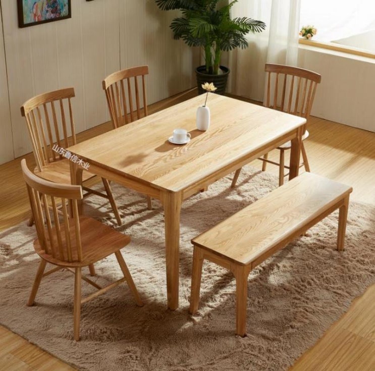 인지도 있는 코스트코 6인 원형 대리석 돌식탁 북유럽 스타일 원목 식탁과 의자 화이트 오크 소형, 의자 2 개 비고 스타일 좋아요