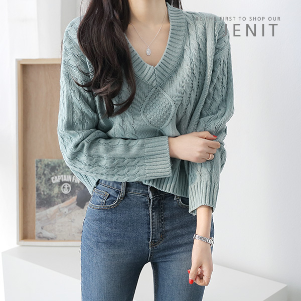  많이 찾는 제니트 꽈배기 크롭 봄 가을 루즈핏 여성 기본 브이넥 니트 추천합니다