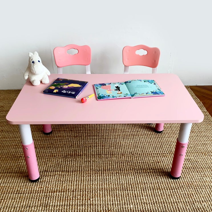 구매평 좋은 이엘퍼니처(1200x600) 영재 미끄럼방지 높이조절 책상의자 세트 책상+의자2 아동 초등, 핑크책상+핑크의자2 추천합니다
