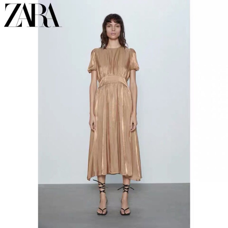 리뷰가 좋은 자라 ZARA 볼륨 슬리브 미디 원피스 추천해요