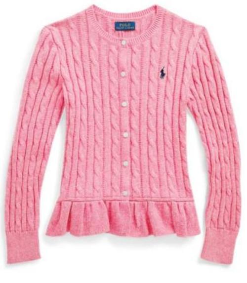 요즘 인기있는 린스키즈랜드 [Polo Girls] CABLE COTTON PEPLUM CARDIGAN (핑크외) 폴로키즈 여아 가디건 ···