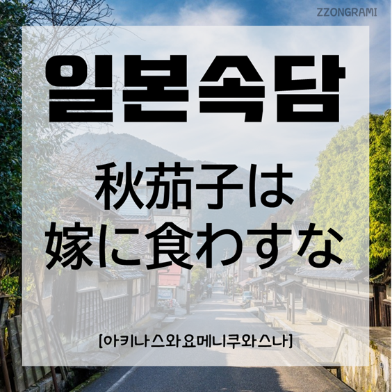  [일본어공부] 일본 속담 : 「秋茄子は嫁に食わすな」