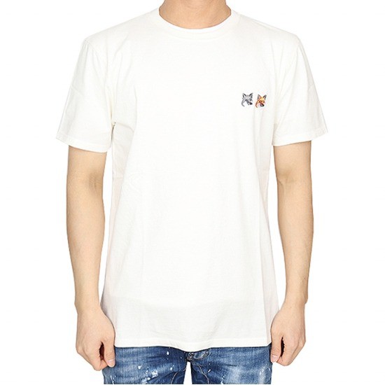 리뷰가 좋은 21SS 메종키츠네 더블 폭스헤드 패치 티셔츠 남성/아이보리 BU00103KJ0008 LT 좋아요 리뷰가 좋은 21SS 메종키츠네 더블 폭스헤드 패치 티셔츠 남성/아이보리 BU00103KJ0008 LT 좋아요