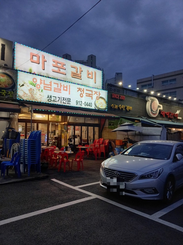 일산 돼지갈비 맛집 탄현 마포갈비 방문후기. 뒷고기모듬 퀄리티 굿.야외에서 고기먹기