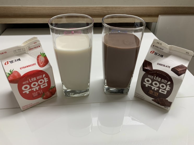  빙그레 우유얌 딸기, 초코우유 마셔봤어요:)