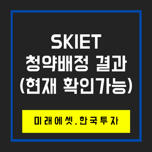  SKIET 청약배정 결과(현 시각 확인 됩니다.)