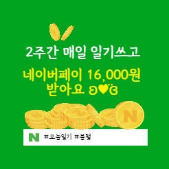  [블로그챌린지] 2주간 매일 일기쓰고 네이버페이 16,000원 받아요 ෆ