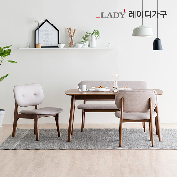 요즘 인기있는 레이디가구 스칸딕 패밀리 원목 4인식탁세트(벤치1 의자2), 월넛_그레이 좋아요 요즘 인기있는 레이디가구 스칸딕 패밀리 원목 4인식탁세트(벤치1 의자2), 월넛_그레이 좋아요