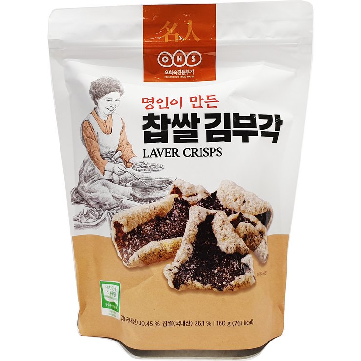 후기가 정말 좋은 오희숙 명인이 만든 찹쌀김부각 160g TN, 1개 좋아요