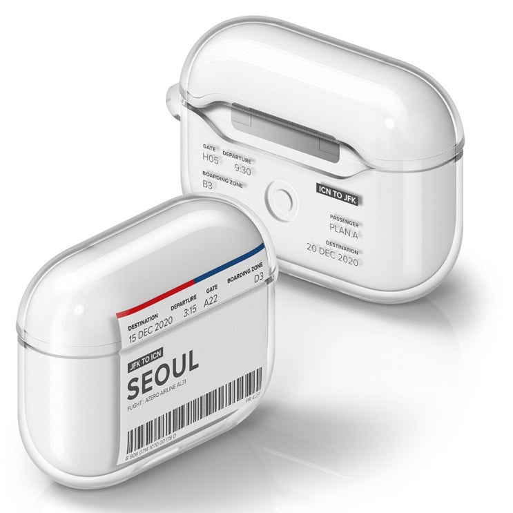 최근 인기있는 플래나 에어플레인 티켓 시리즈 에어팟 프로 TPU 투명 케이스, 1. 서울, 그래픽 ···