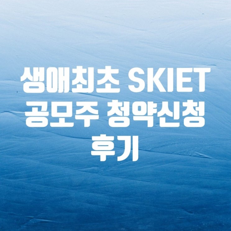 생애최초 도전  SKIET 공모주 청약 신청 후기