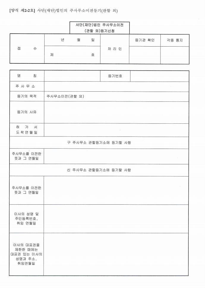  사단법인의 주소이전등기