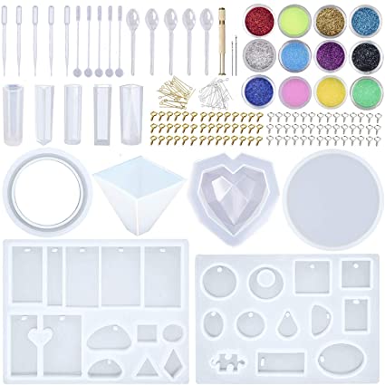 구매평 좋은 EuTengHao 178Pcs DIY Casting Silicone Resin Molds Kit Contains Glitter Powder Jewelry Necklac