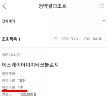  SKIET 청약당첨결과 확인 feat.매도전략은 어떻게 할까?