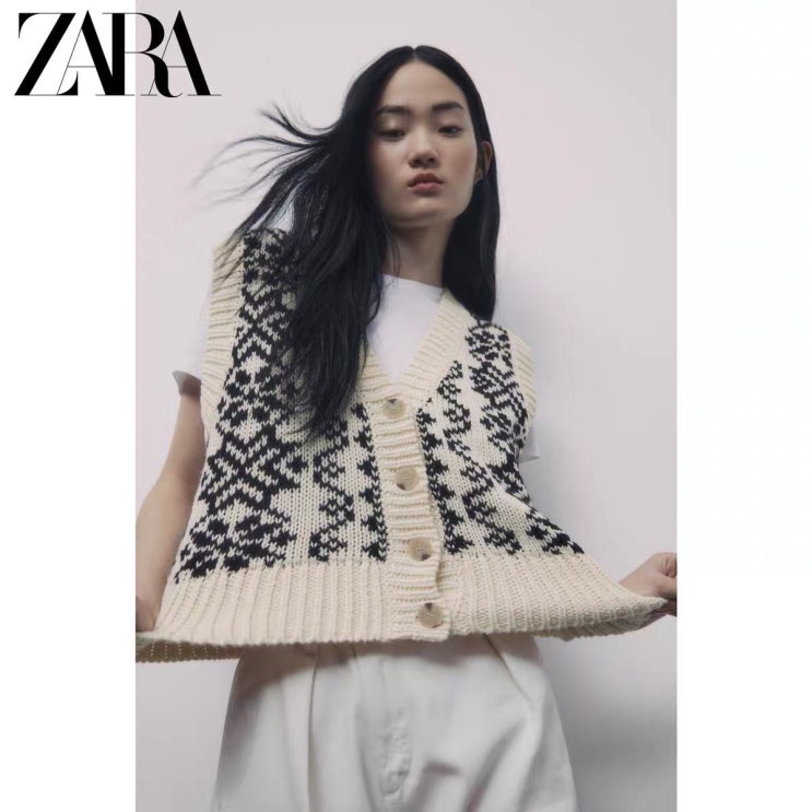  가성비갑 ZARA 자라 버튼 디테일 프린트 베스트 조끼 좋아요