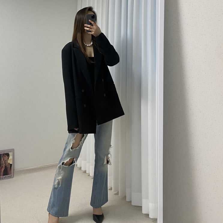  여성 봄 코디로 립합 박시자켓 추천해요