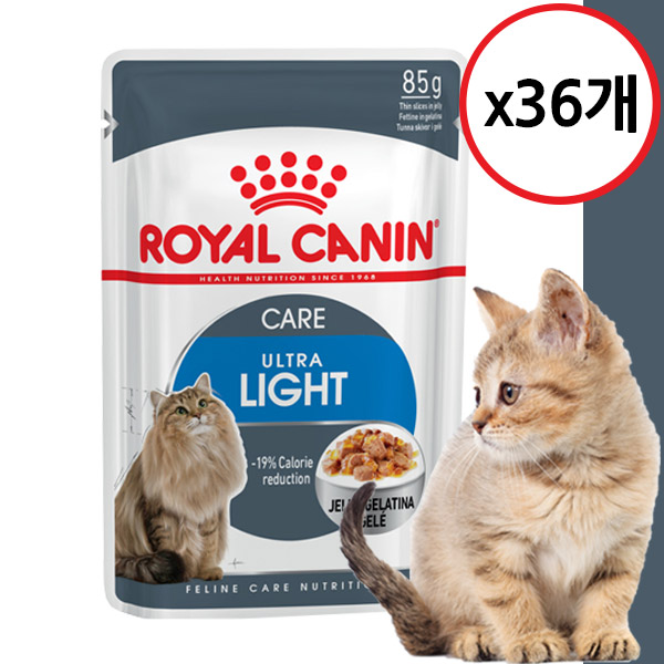 인기있는 로얄캐닌 젤리파우치 85g 박스구성 고양이습식사료, 36개, 로얄캐닌 울트라라이트 젤리 85g 추천합니다