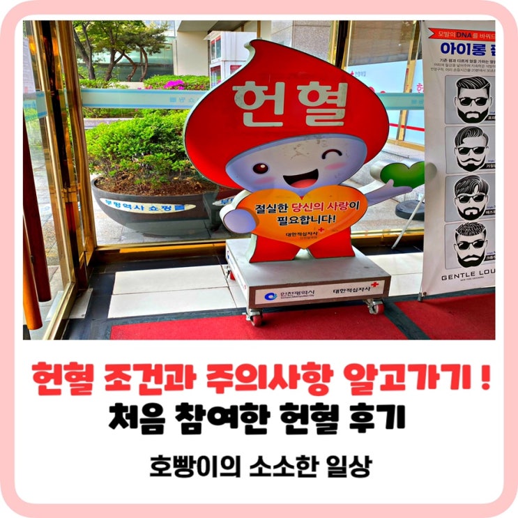  헌혈의집부평센터_헌혈조건과주의사항,헌혈전식사,헌혈이불가한경우헌혈리얼후기
