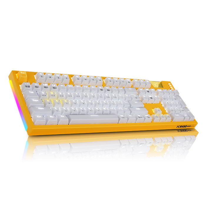 인지도 있는 앱코 HACKER ARC 프리미엄 카일광축 방수 크리스탈 키캡 LED 게이밍 클릭 기계식키보드, K9100, 옐로우 ···