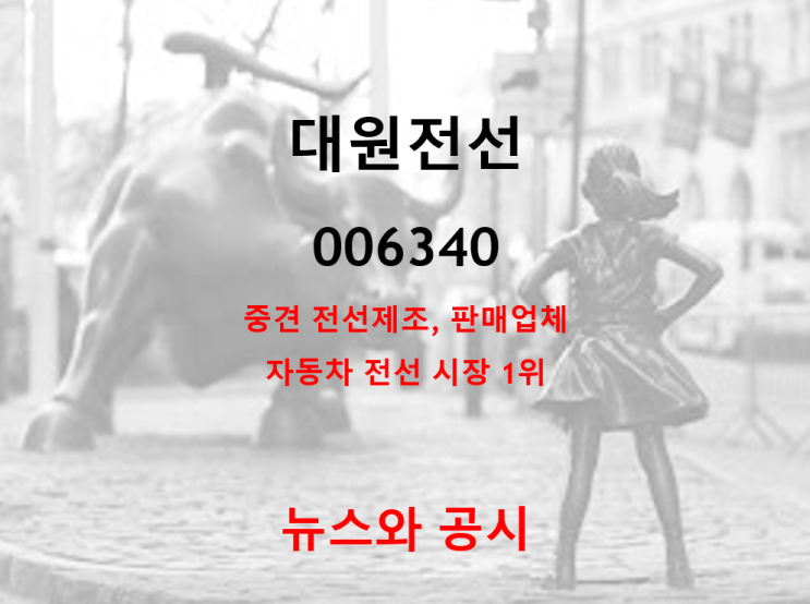  중견 전선제조 및 판매업체 대원전선 뉴스와 공시 (feat. 자동차용 전선 국내 1위, 전기차 ev, 전망 예상 주가 실적 배당 상대강도)