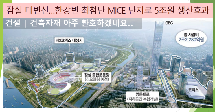  한강변 최첨단 MICE단지로 조성 (feat. 잠실대변신, 건설 및 건축자재 환호)
