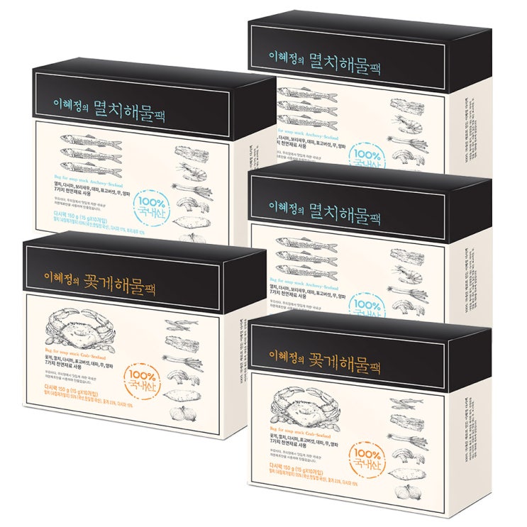 인기 많은 키친스토리 이혜정의 멸치해물팩 150g x 3p + 꽃게해물팩 150g x 2p 다시팩세트, 1세트 추천해요