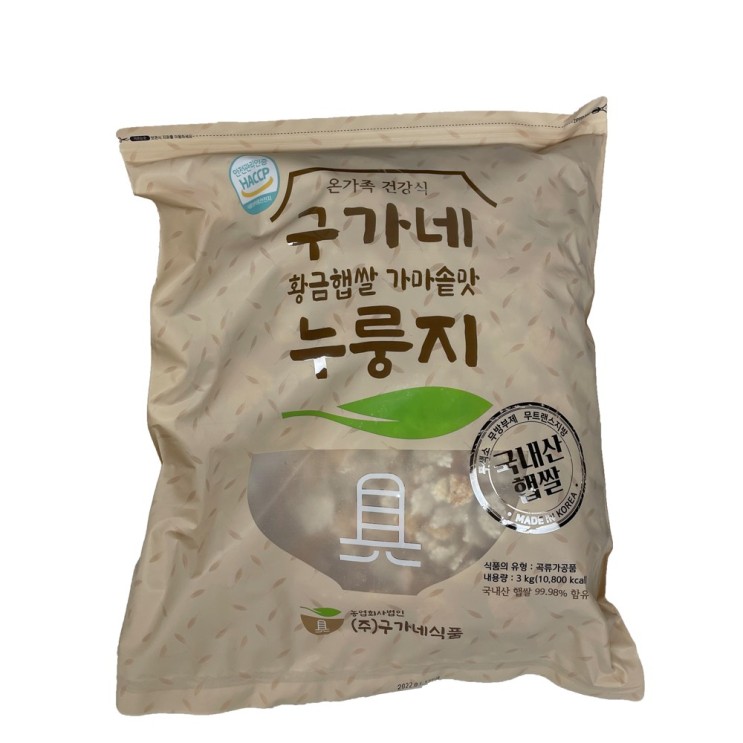 핵가성비 좋은 [구가네식품] 국내산쌀100% 가마솥맛누룽지 3kg, 1개 추천해요