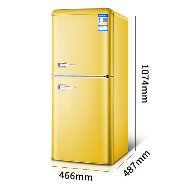 가성비갑 가정용 레트로 소형 냉장고 원룸냉장고 미니냉장고 132L, 노란색 좋아요
