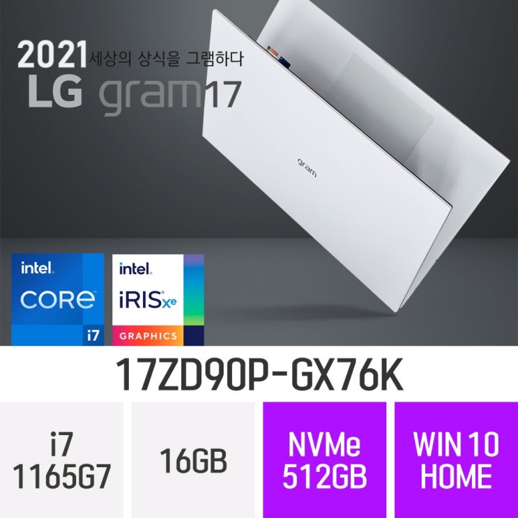 많이 팔린 LG 2021 그램17 17ZD90P-GX76K, 16GB, 512GB, 윈도우 포함 ···
