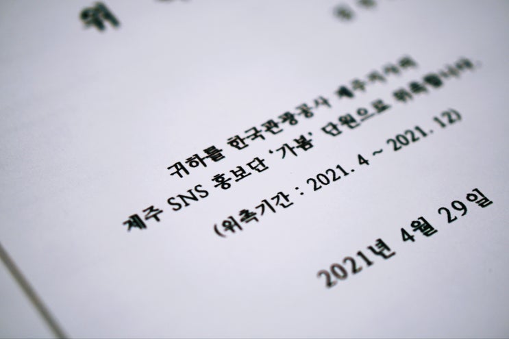  2021 한국관광공사 제주지사 SNS홍보단 가봄! 제주여행리포터 활동을 시작합니다~