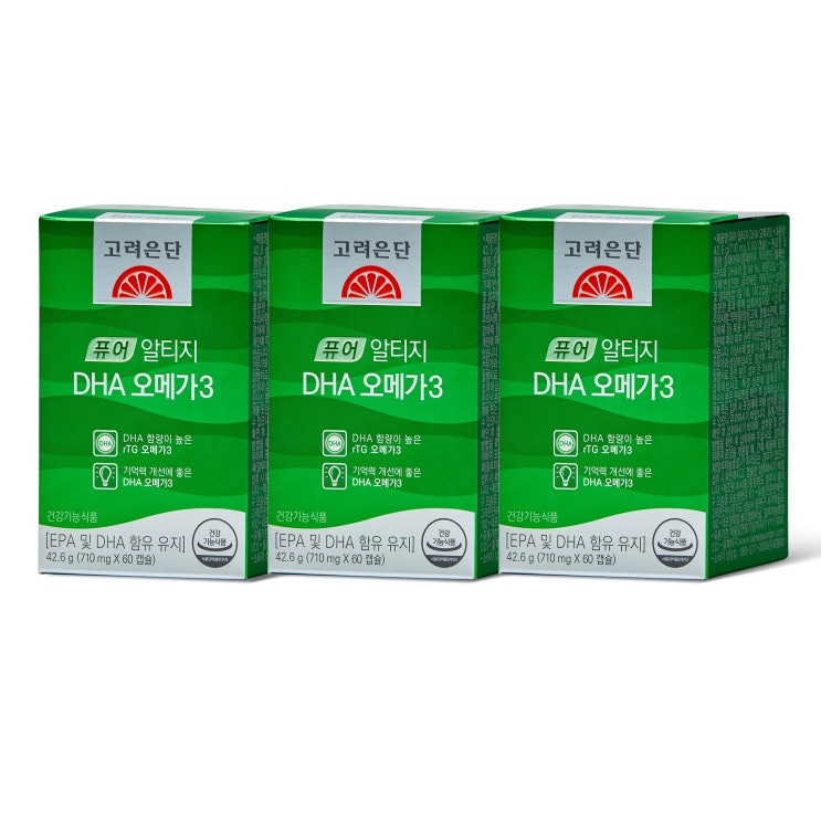 당신만 모르는 고려은단 퓨어 알티지 DHA 오메가3 42.6g (710mg x 60캡슐), 60캡슐, 3개 추천해요 당신만 모르는 고려은단 퓨어 알티지 DHA 오메가3 42.6g (710mg x 60캡슐), 60캡슐, 3개 추천해요