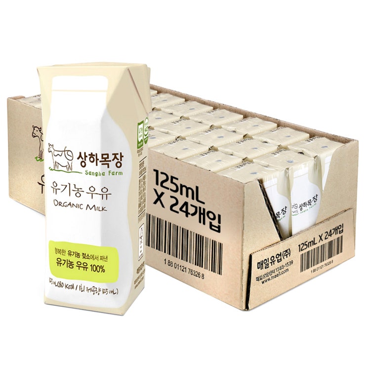 가성비 뛰어난 상하목장 유기농 우유, 125ml, 24팩 ···