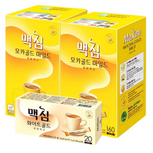 가성비갑 맥심 모카골드 마일드 커피믹스 12g x 320p + 화이트골드 커피믹스 11.7g x 20p, 2세트 좋아요 가성비갑 맥심 모카골드 마일드 커피믹스 12g x 320p + 화이트골드 커피믹스 11.7g x 20p, 2세트 좋아요