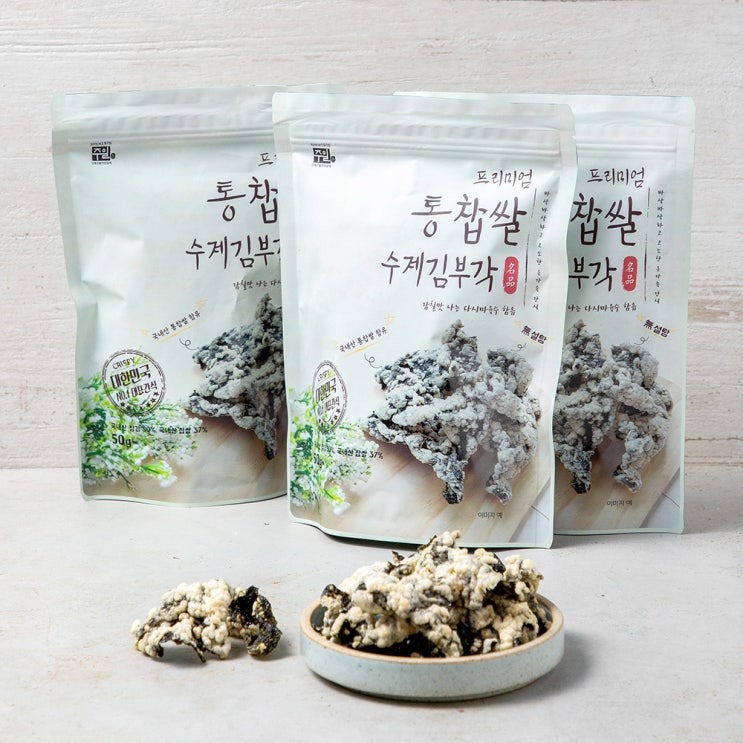 가성비 뛰어난 프리미엄 통찹쌀 수제 김부각, 50g, 3개 추천합니다