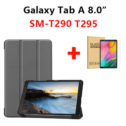 당신만 모르는 Galaxy 삼성 갤럭시 탭A 8.0 2019 2020 스마트케이스 + 강화유리필름 SM-T290 SM-T295, 그레이(강화필름포함) ···