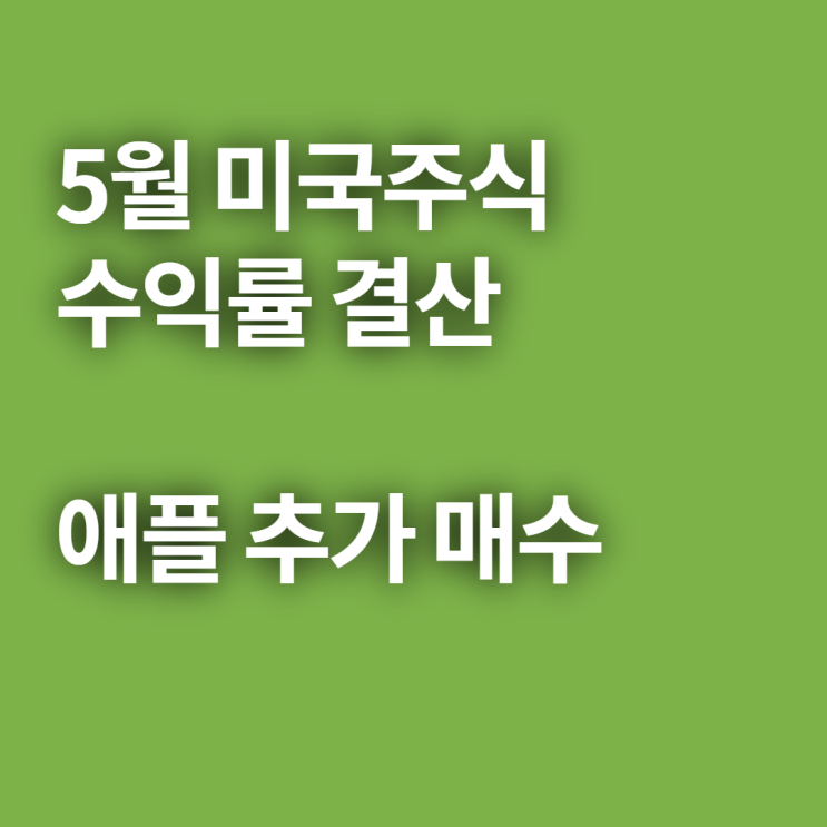  5월 미국주식 수익률 확인(feat. 애플 추가매수의 기회인가)