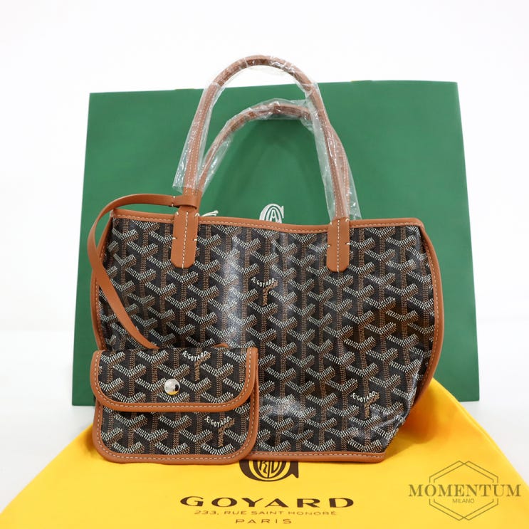  구미 명품샵 [GOYARD] 미니 앙주 브라운 SAC ANJOU MINI NOIR ET NA 블랙탄