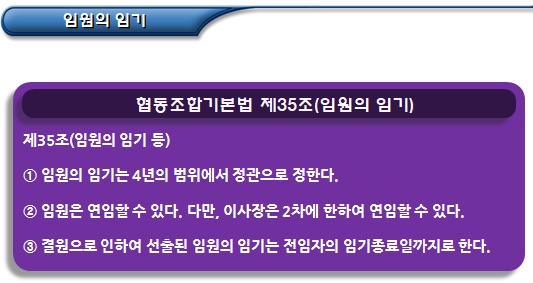협동조합 임원 및 선거관리위원회 협동조합 임원 및 선거관리위원회