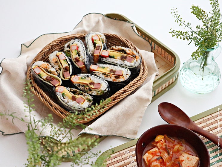  부침명장 오미산적으로 접는김밥 사각김밥 만들기