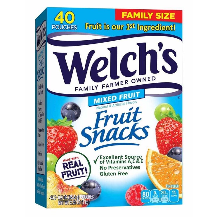 의외로 인기있는 웰치스 후르트 스낵 젤리 대용량 Welchs Fruit Snacks Mixed Gluten Free 40봉 한박스 1kg 추천해요