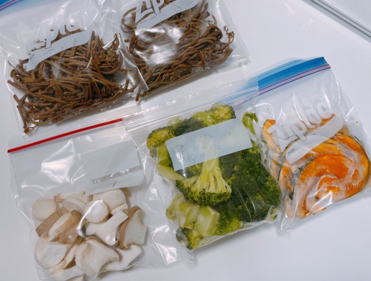  브로콜리,새송이버섯,고사리,단호박 냉동보관/냉동실 정리/돈마니 /캔맥주 냉동실