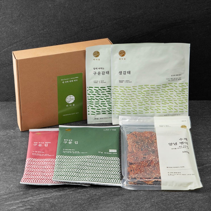 많이 팔린 바다숲 감태 2종 x 2p + 구운김 2종 + 수제 양념 뱅어 선물세트 1호, 1세트 추천해요 많이 팔린 바다숲 감태 2종 x 2p + 구운김 2종 + 수제 양념 뱅어 선물세트 1호, 1세트 추천해요